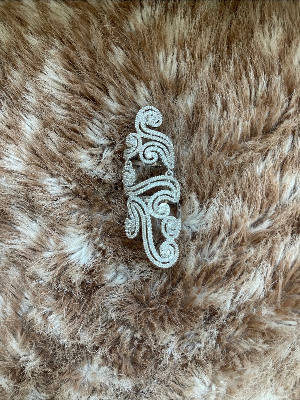 Swirl Crystal Statement Ring in Silver Tone